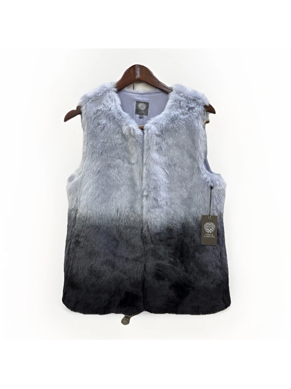 Vince Camuto Ombre Faux Fur Vest Lavender Grey Boho Chic NWT Small